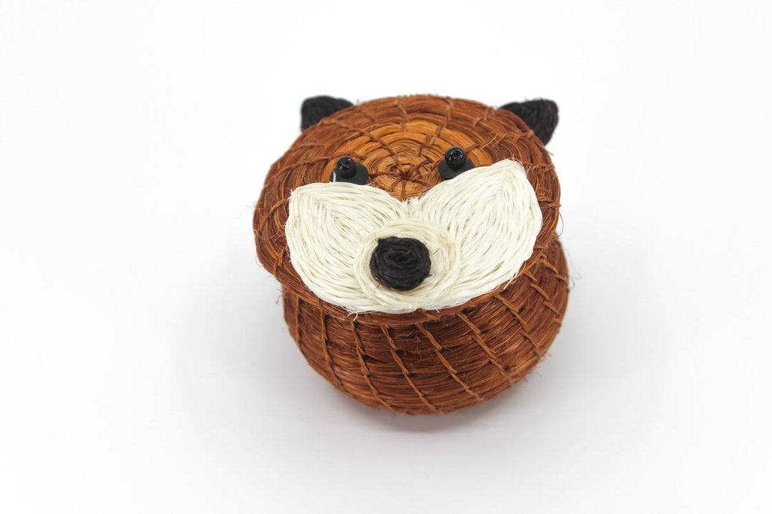 Kids Fox Tiny Lidded Basket 2" x 2.5" - Sumiye Co