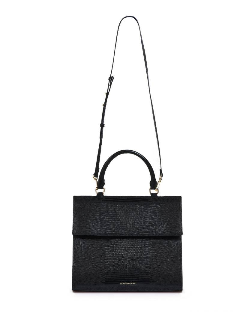 The Large Luncher - Black Lizard | Designer Lunch Bags & Totes - Sumiye Co