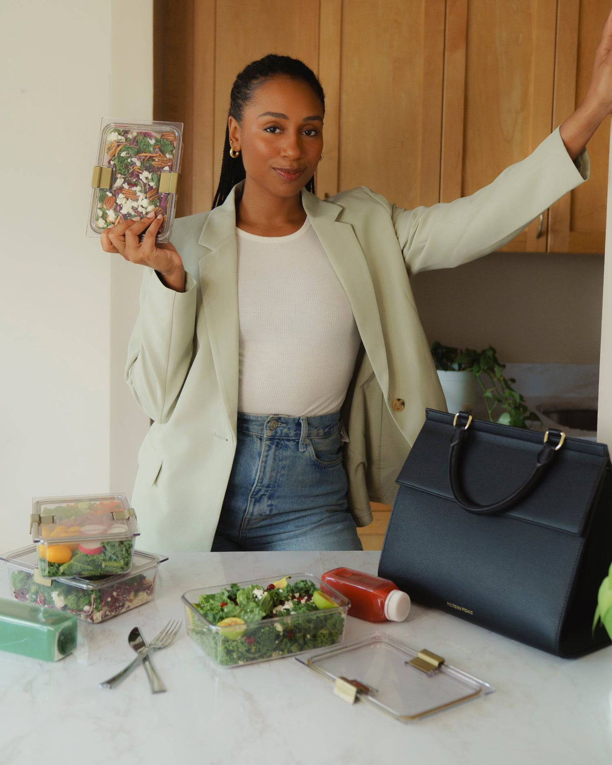 The Large Luncher - Black | Designer Lunch Bags & Totes - Sumiye Co