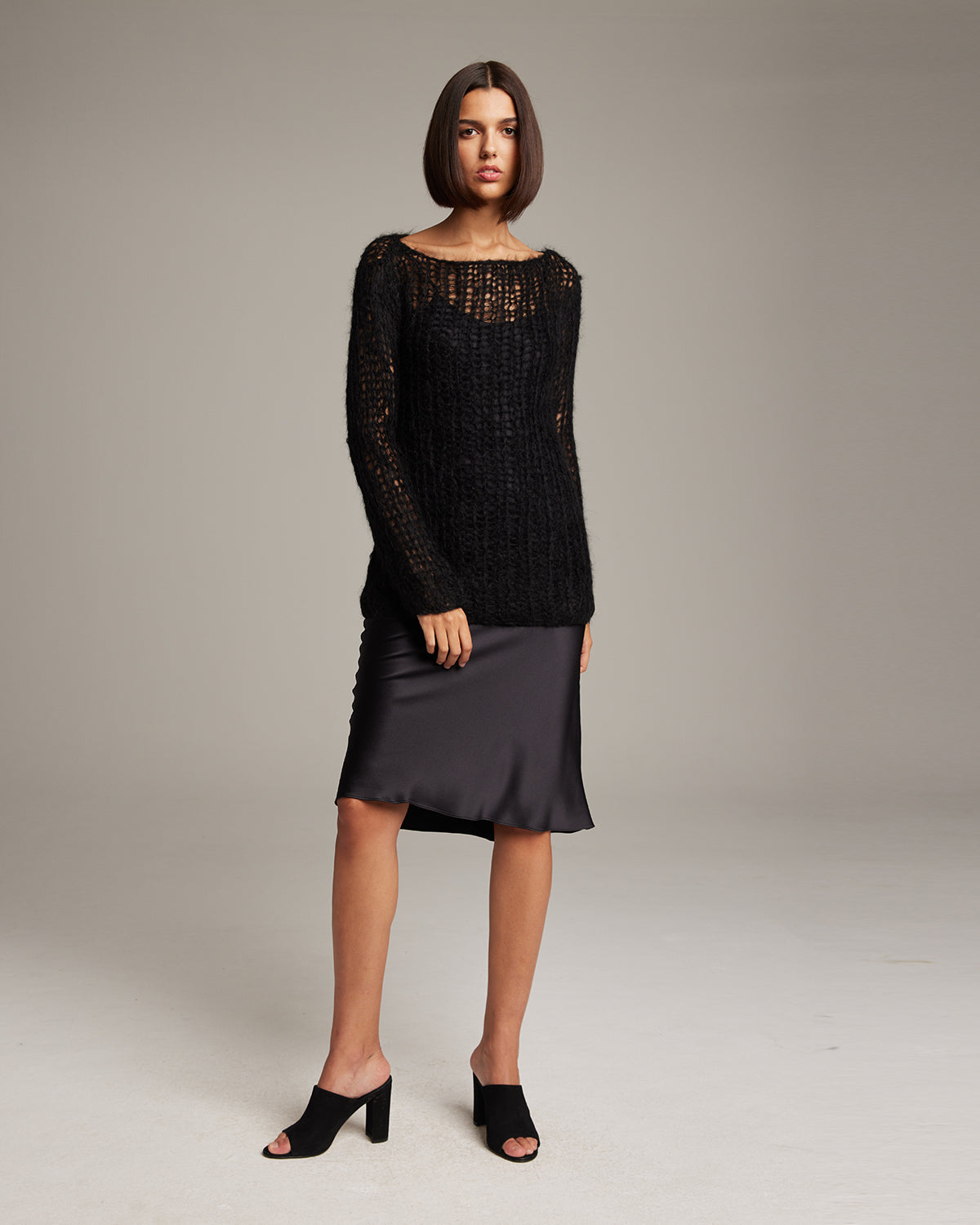 Open Mesh Boatneck Sweater - Sumiye Co