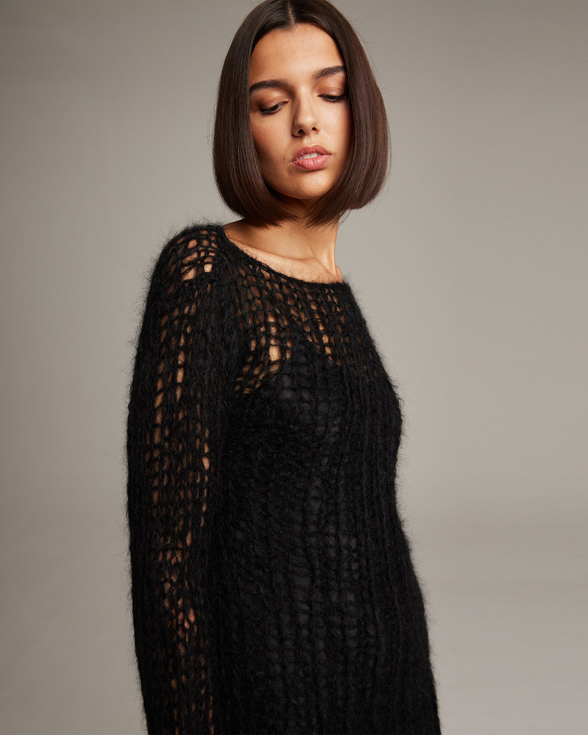 Open Mesh Boatneck Sweater - Sumiye Co