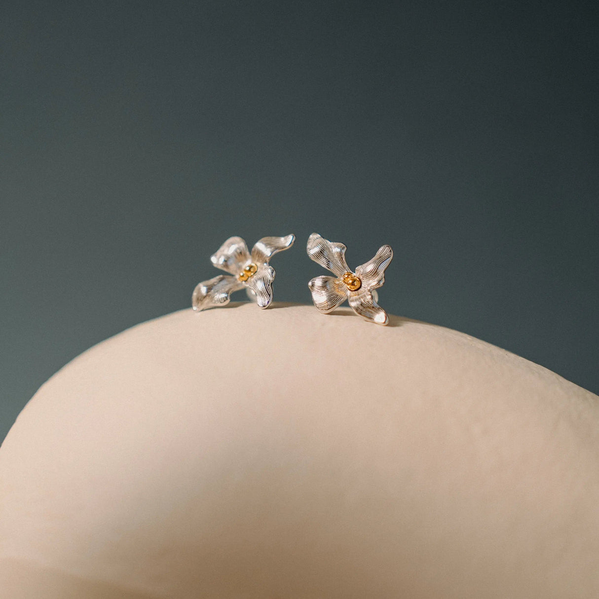 Silver Flower Earrings, Orchid Earrings, Dainty Gift