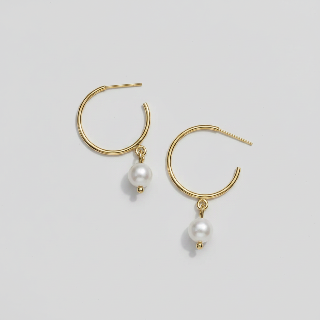 Earrings | Freshwater Pearl Hoop - Sumiye Co