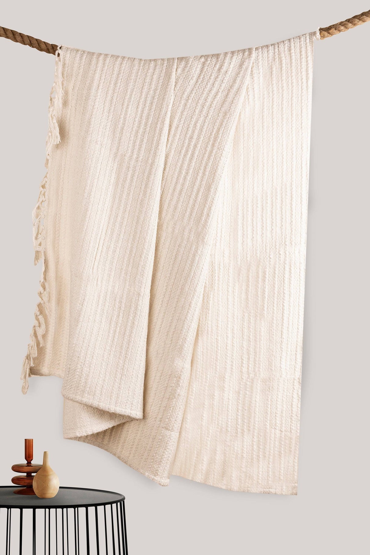 Dorset Throw Blanket 50"W x 60"L - Ivory - Sumiye Co