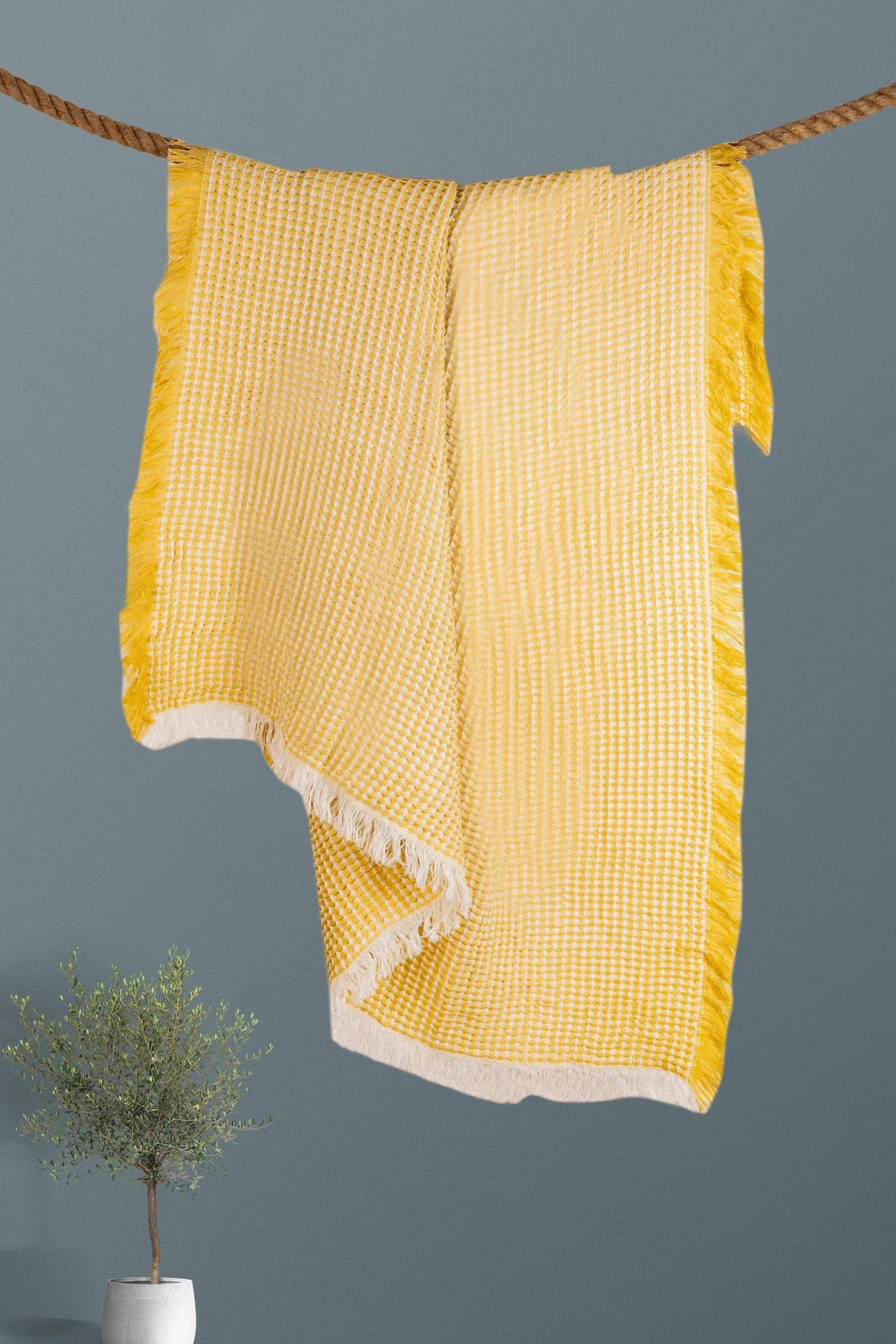 Eros Throw Blanket 50"W x 60"L - Mustard, Apricot Or Avocado - Sumiye Co