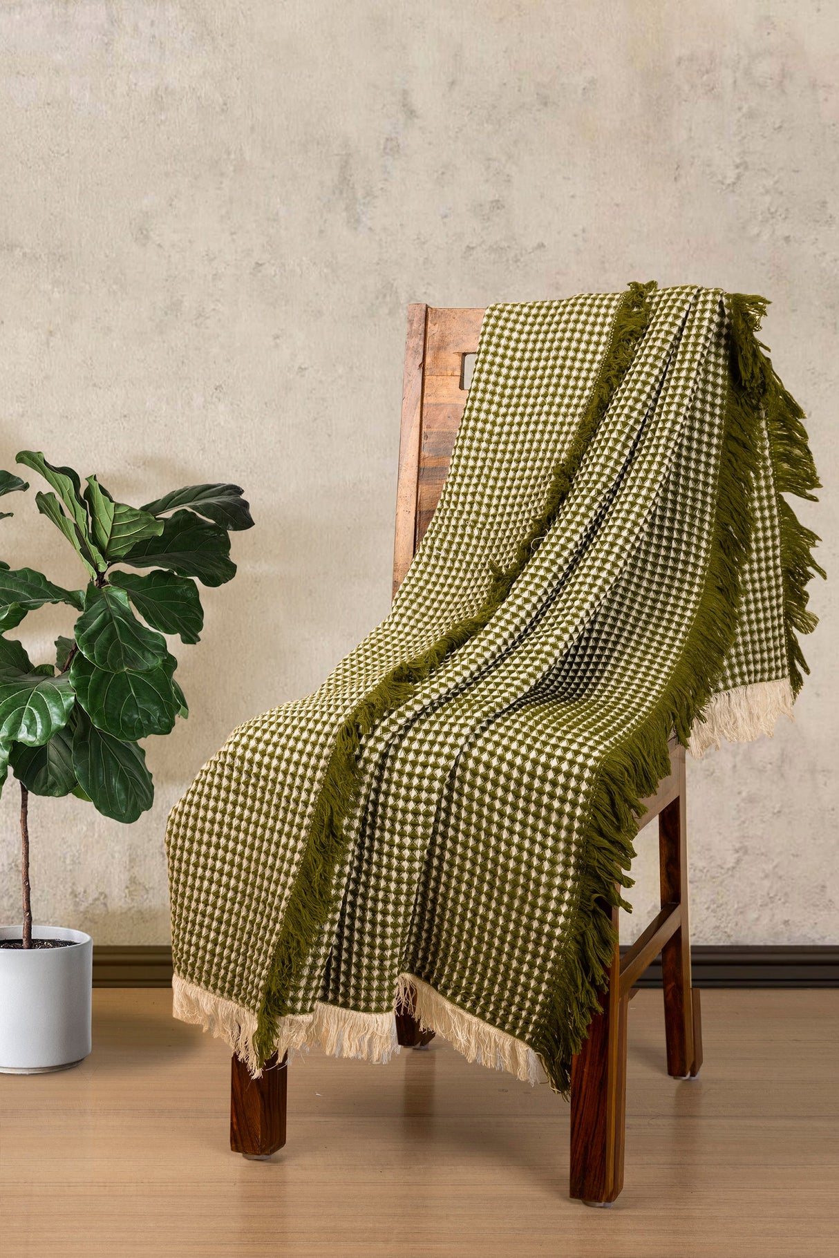 Eros Throw Blanket 50"W x 60"L - Mustard, Apricot Or Avocado - Sumiye Co