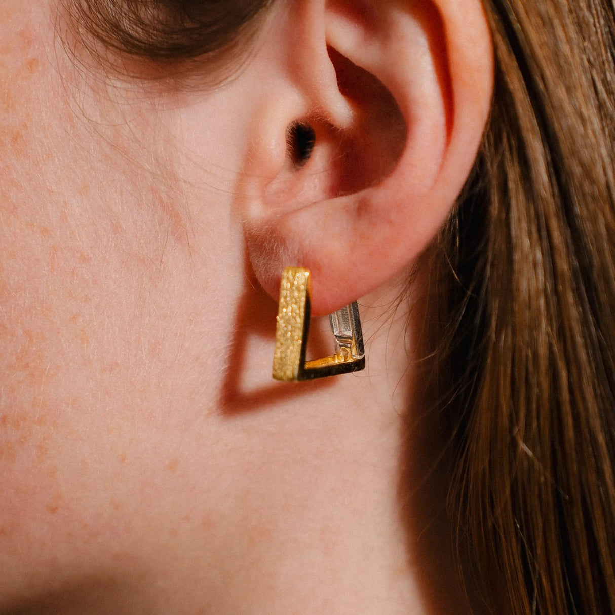 Geometric Hoop Earrings, Triangle Earrings, 925 Silver Earrings