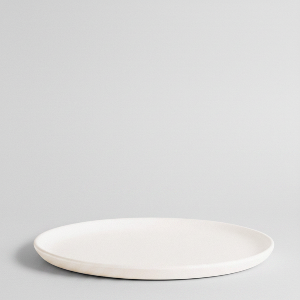 White ceramic plate on a white background