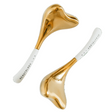 Two gold-colored skincare tools with white handles on a white background