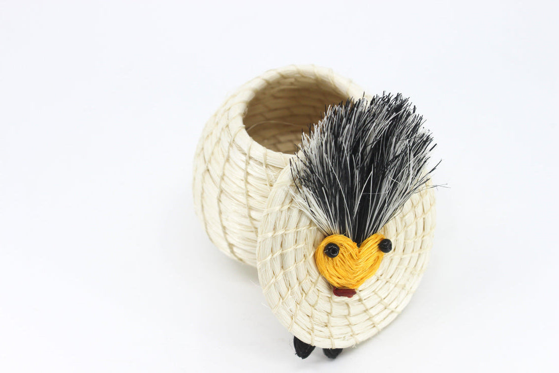Kids Hedgehog Tiny Lidded Basket 2" x 2.5" - Sumiye Co