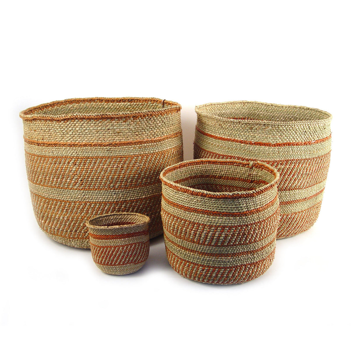 Iringa Baskets - Auburn Stripe | Woven Milulu Grass - Africa - Sumiye Co