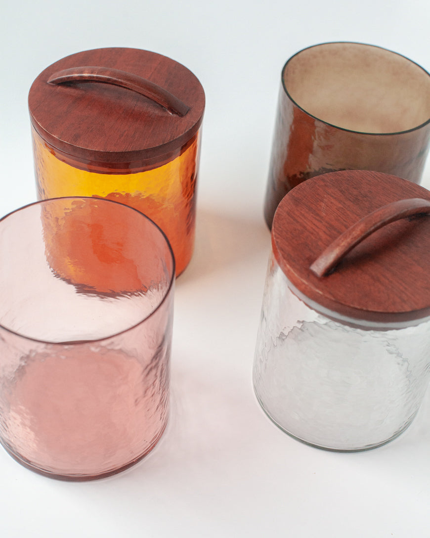 Glass Large Canister + Wooden - Blush - Sumiye Co