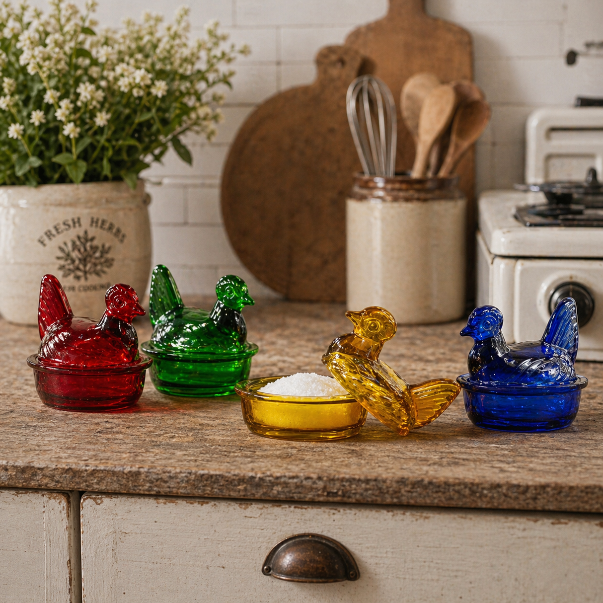 Nesting Hen Bowl & Lid - SAPPHIRE BLUE | Hand Blown Glass - Colombia - Sumiye Co