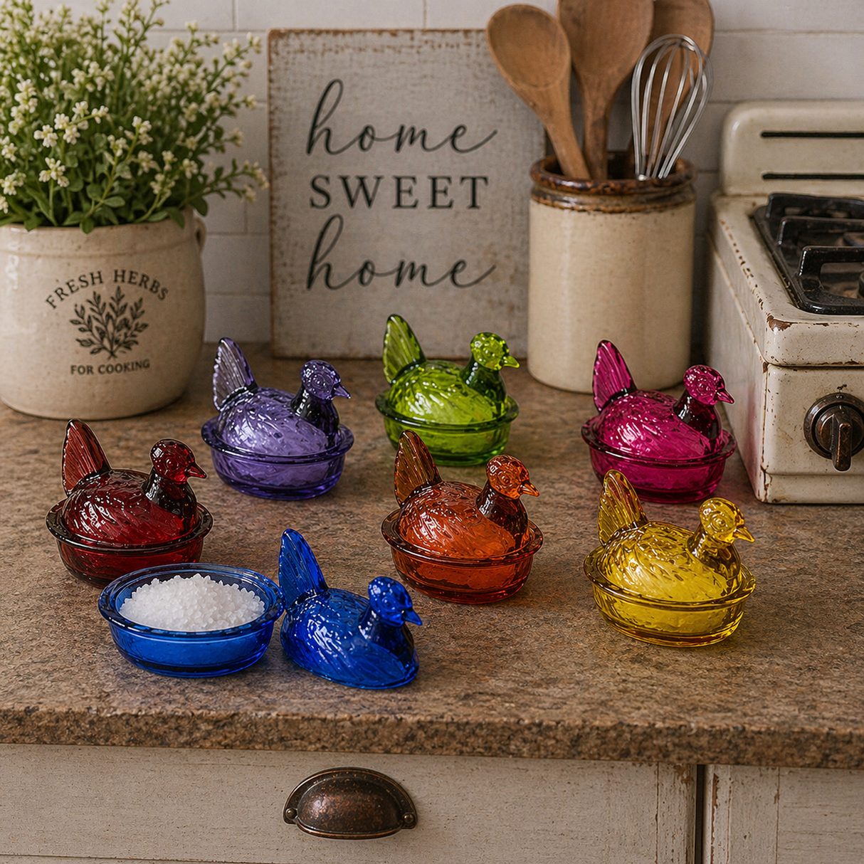 Nesting Hen Bowl & Lid - MAGENTA | Hand Blown Glass - Colombia - Sumiye Co