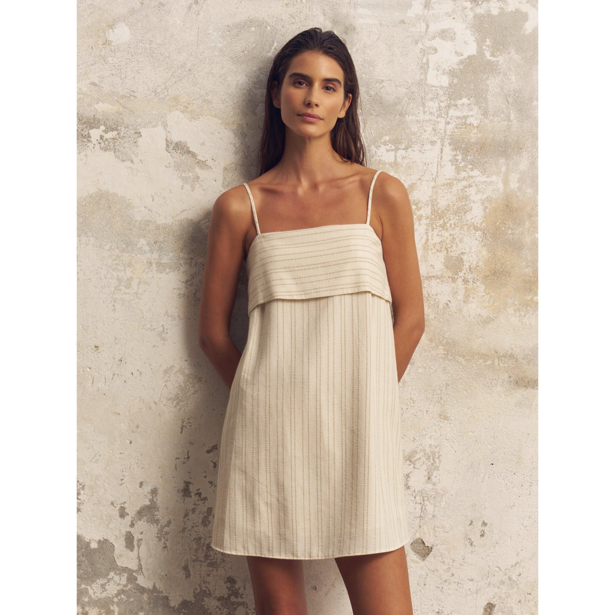 Puglia Stripes Mini Dress - Oatmeal - Sumiye Co