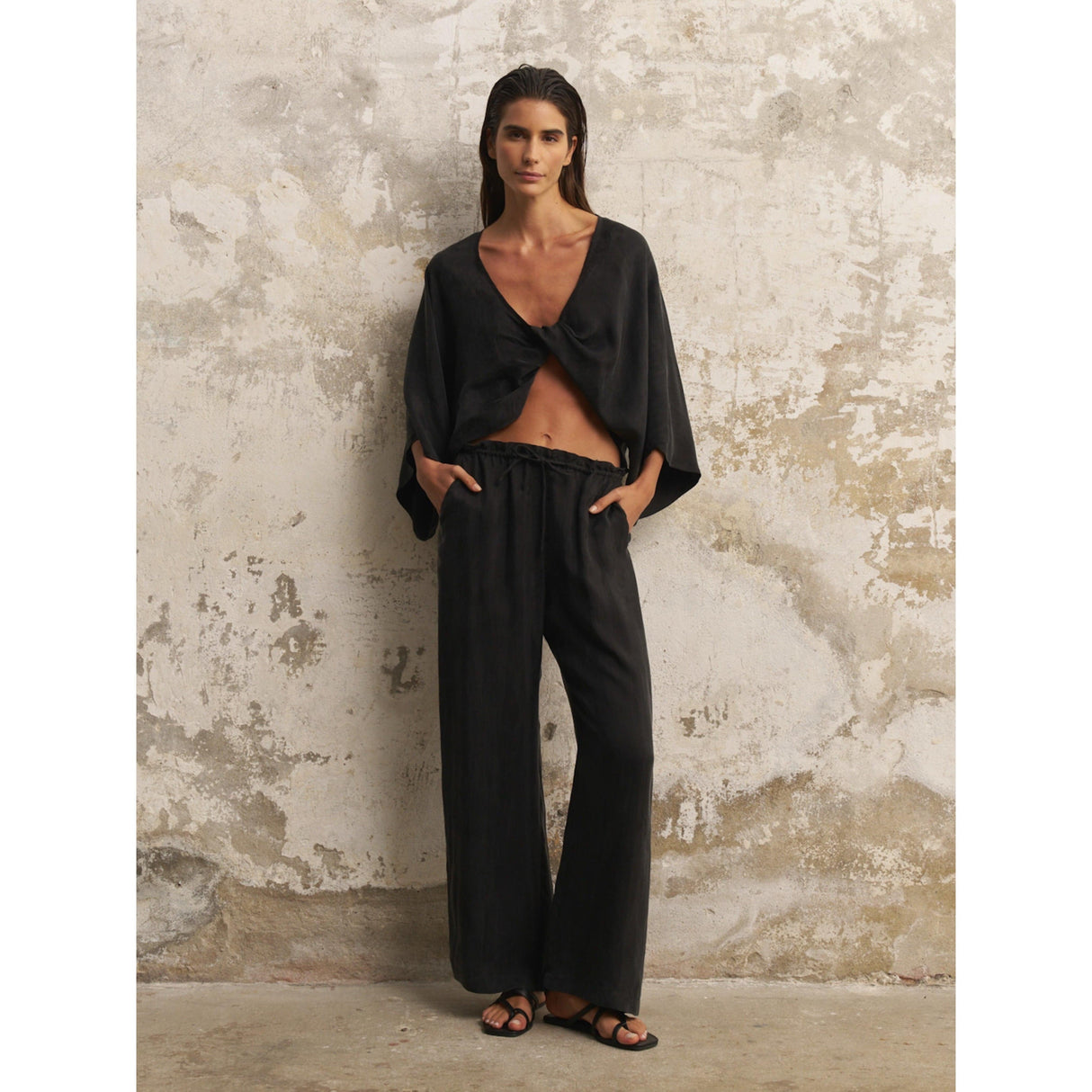 Lucid Flow Tie Pants - Black - Sumiye Co