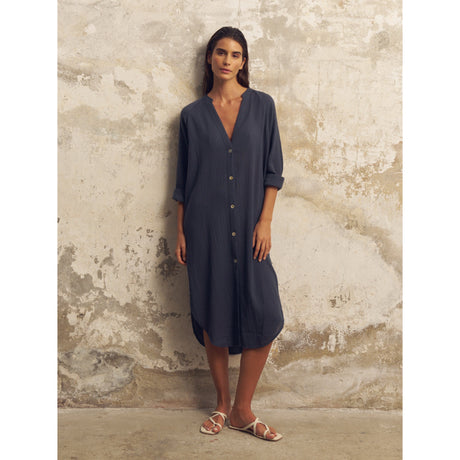 Terra Shirt Dress - Navy by The Handloom - Sumiye Co