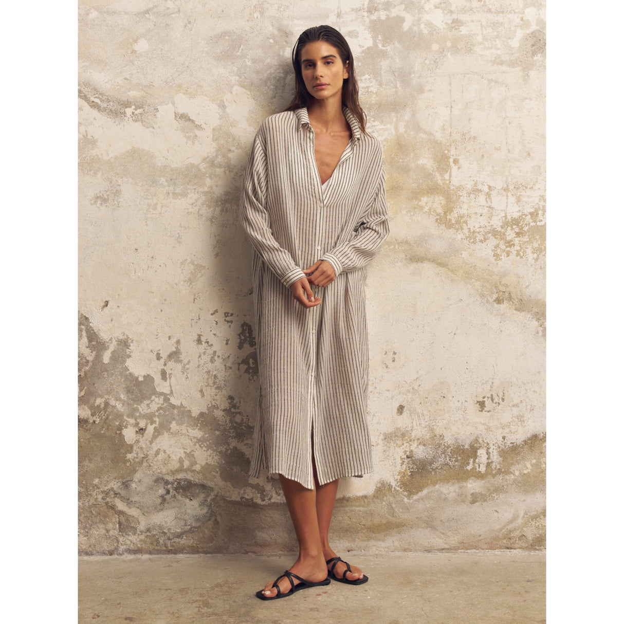 Voyage Shirt Dress - Black Stripes - Sumiye Co