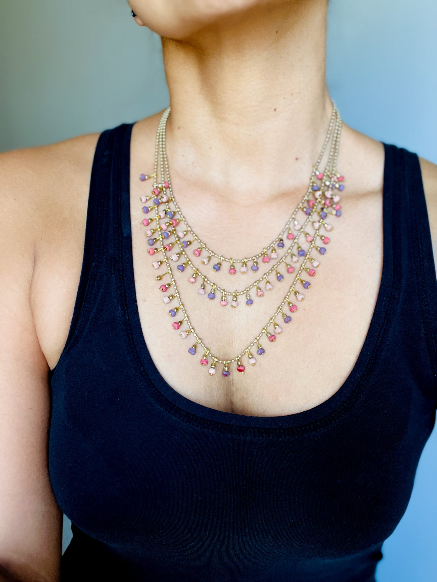 Necklace | Layered Mulberry Artisan Kantha Jewelry