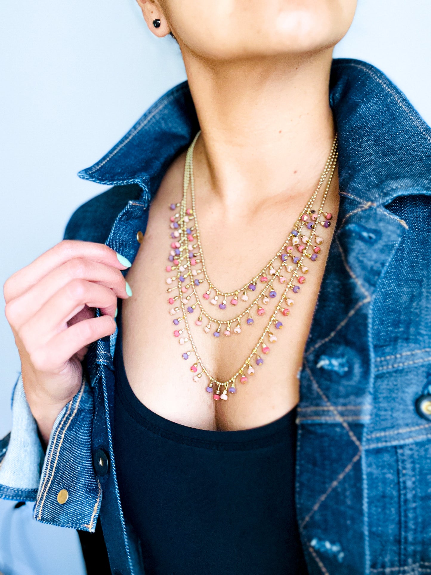 Necklace | Layered Mulberry Artisan Kantha Jewelry