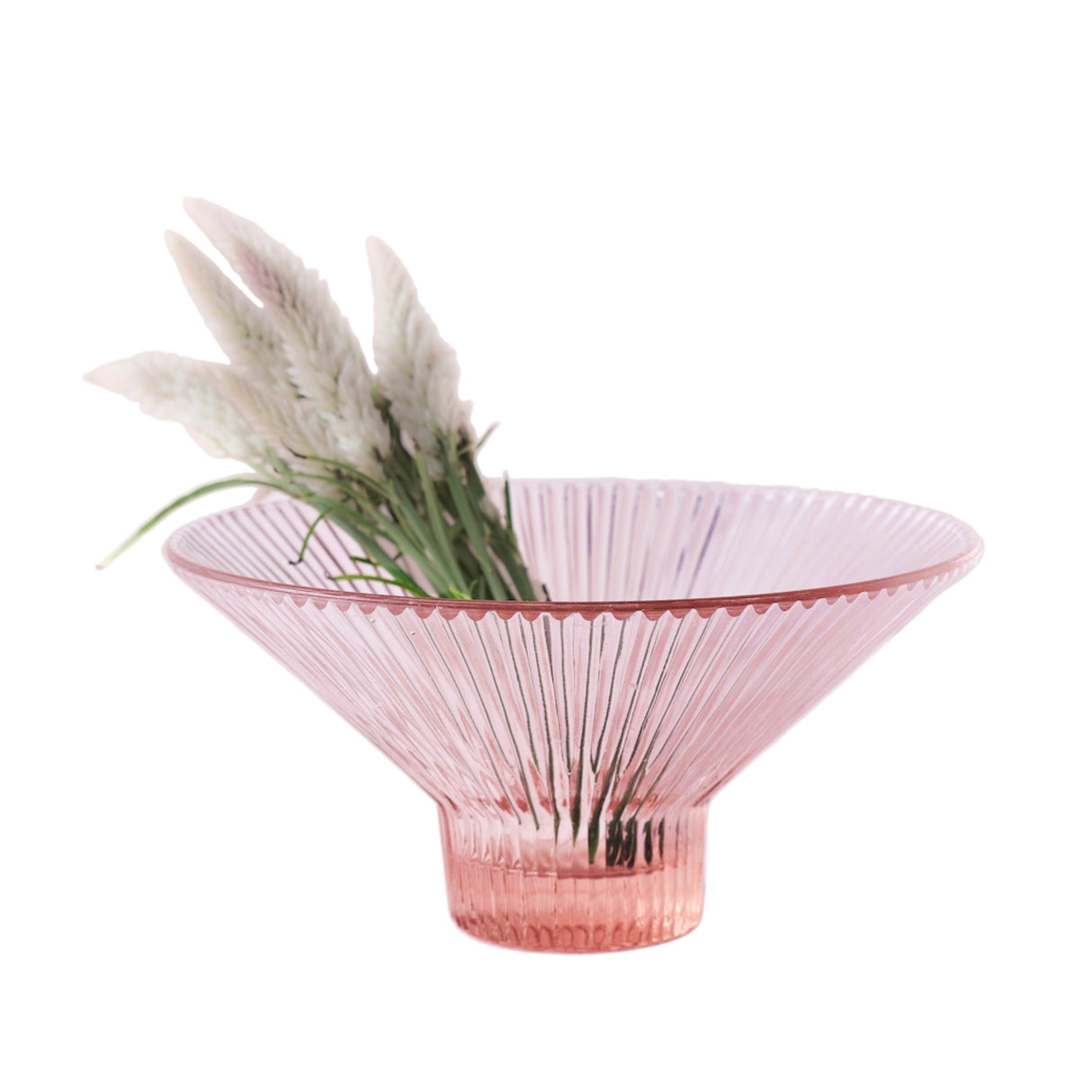 Pink Glass Low Bowl - Sumiye Co