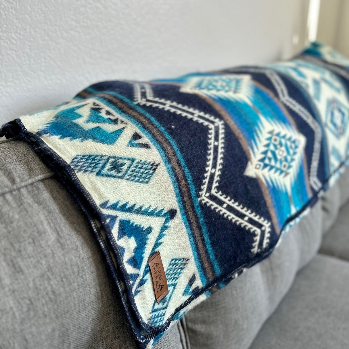 Alpaca Wool Reversible Blanket - Cobalt Blue 90" x 78” - Sumiye Co