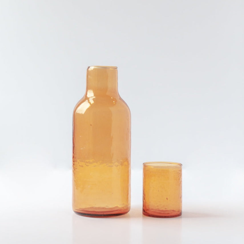 Glass Carafe & Drinking Glass - Amber - Sumiye Co