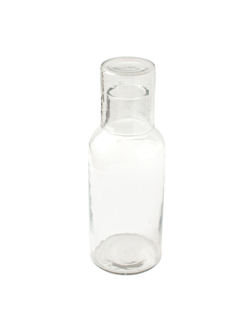 Hammered Handblown Glass - Clear | Carafe & Drinking Glass / Lid - Sumiye Co