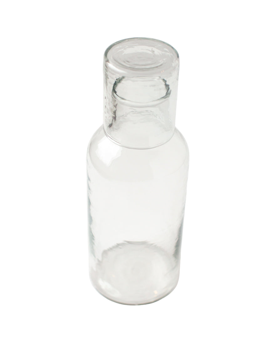 Hammered Handblown Glass - Clear | Carafe & Drinking Glass / Lid - Sumiye Co