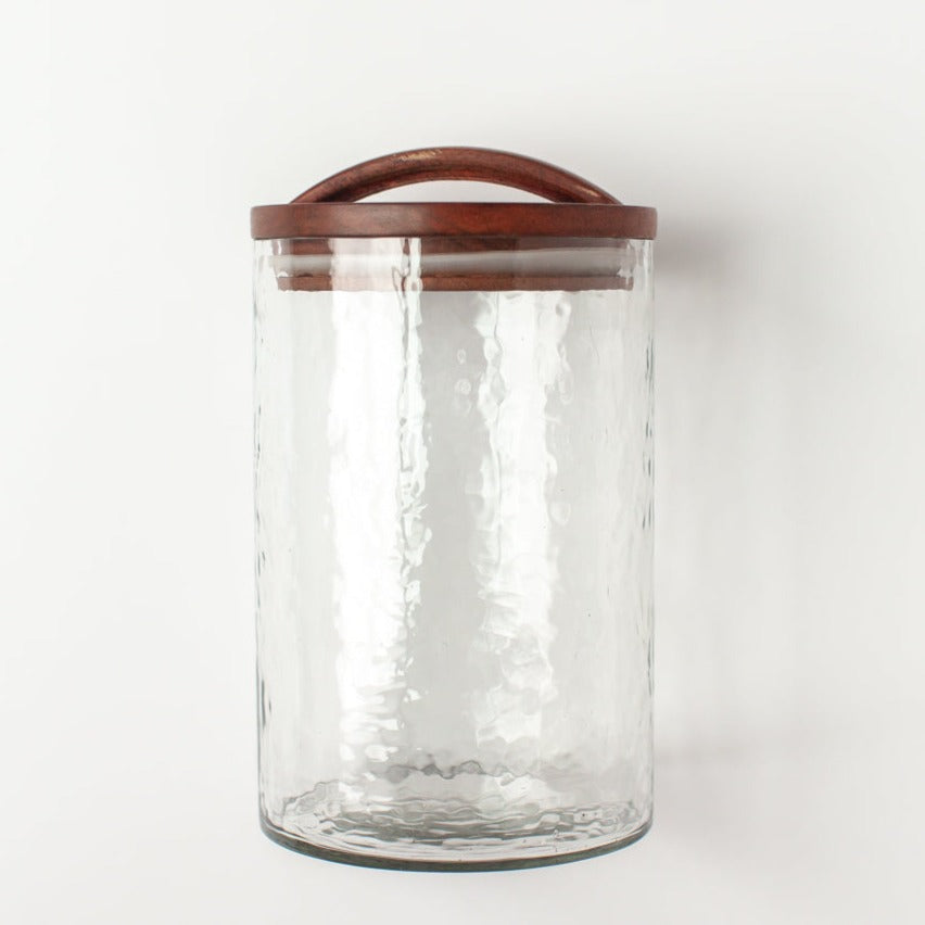 Glass Large Canister + Wooden Lid - Clear - Sumiye Co