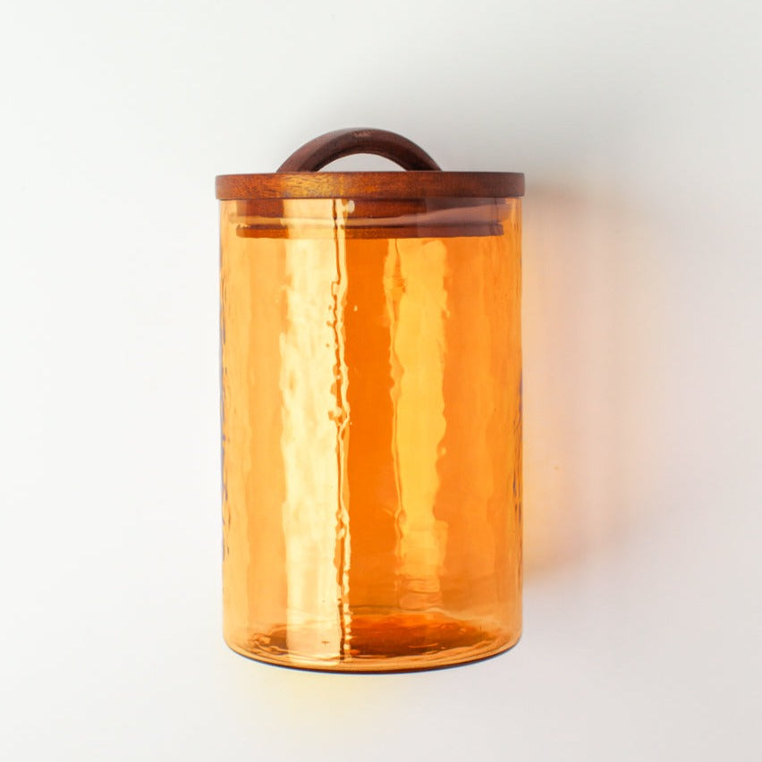 Glass Large Canister + Wooden Lid - Amber - Sumiye Co