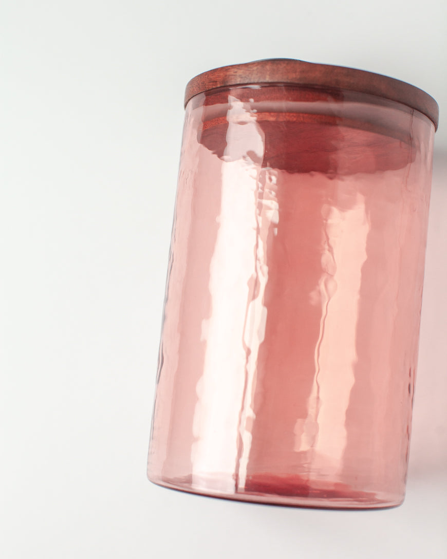 Glass Large Canister + Wooden - Blush - Sumiye Co