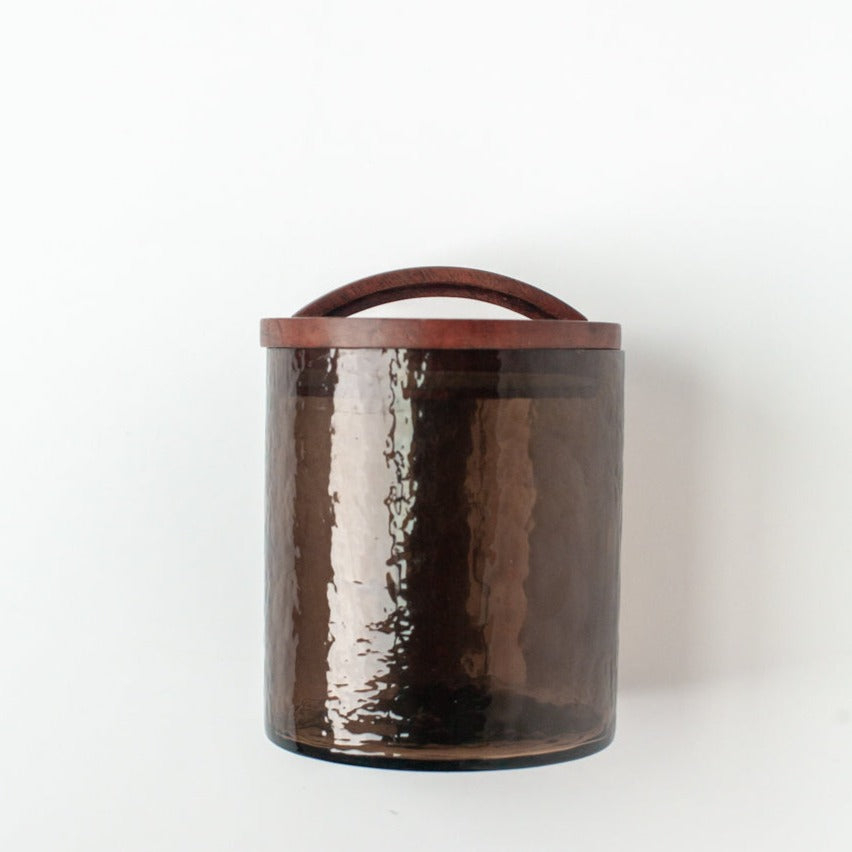 Glass Small Canister + Wooden Lid - Smoke - Sumiye Co