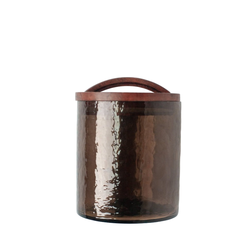 Hammered Glass Canister + Wooden Lid - Sumiye Co