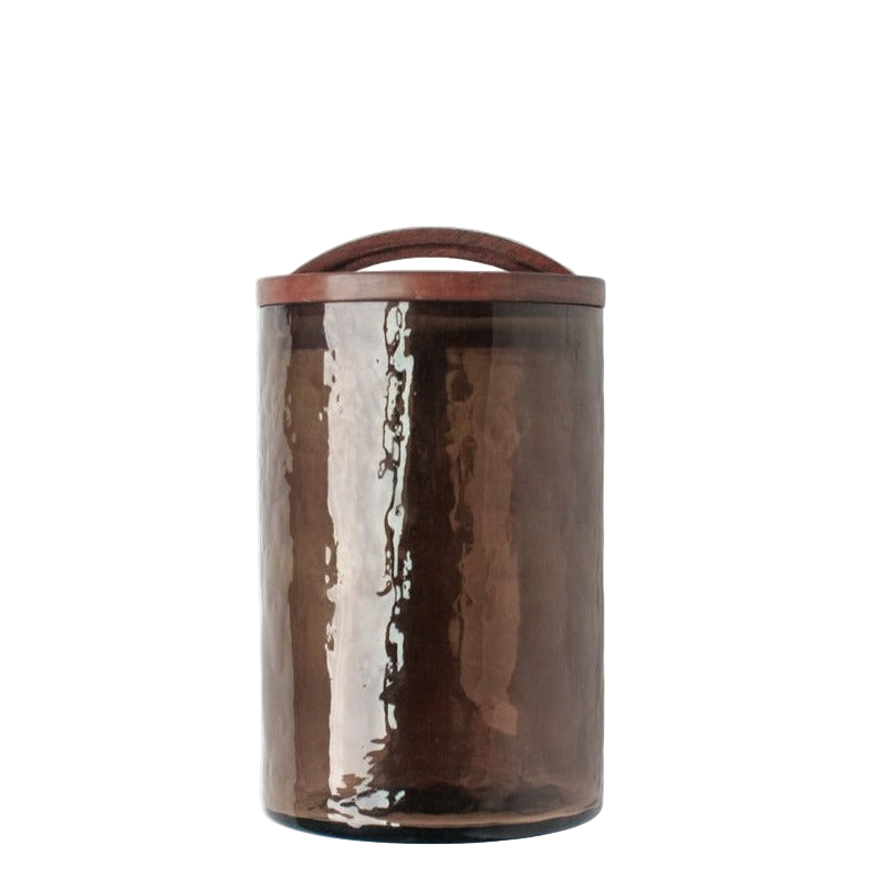 Hammered Glass Canister + Wooden Lid - Sumiye Co