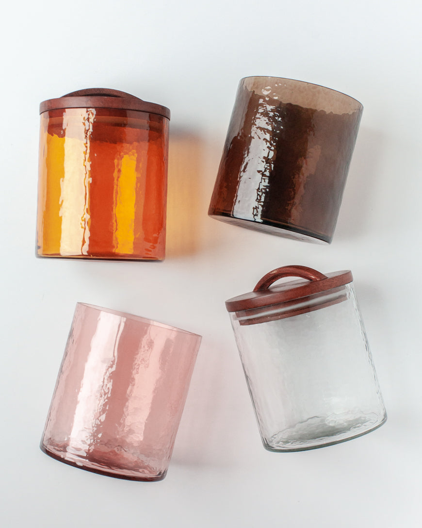 Glass Small Canister + Wooden Lid - Blush - Sumiye Co