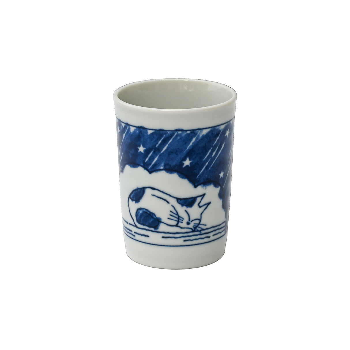 Adorable Cat 2 Tea Cup, Blue & White Mino-Ware, 180ml (6oz.) - Sumiye Co