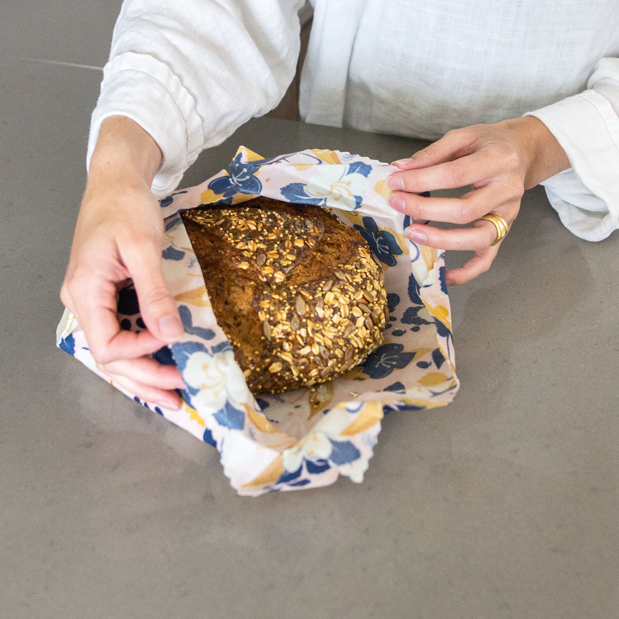 Bread Bag + Beeswax Wrap Set: Amber Blueberry - Sumiye Co
