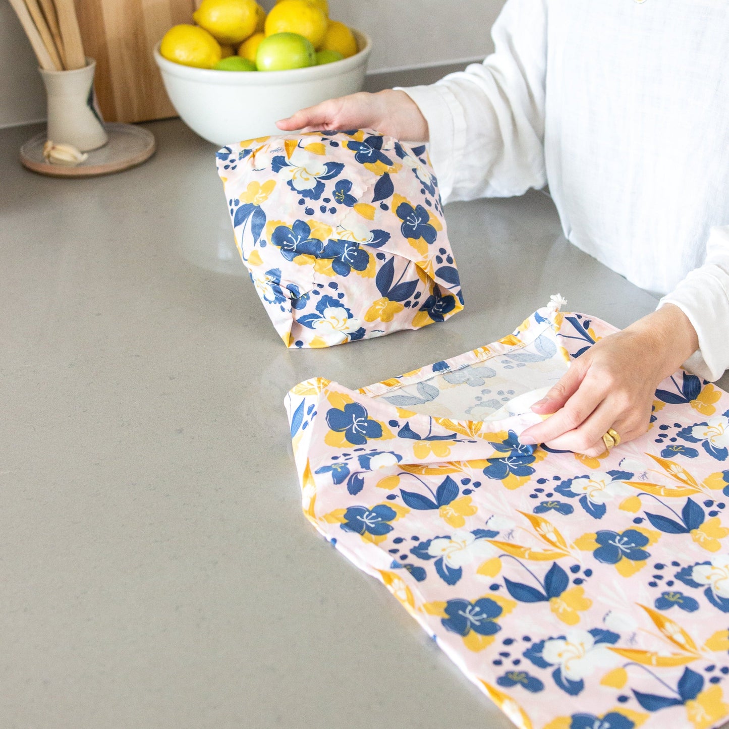 Bread Bag + Beeswax Wrap Set: Amber Blueberry