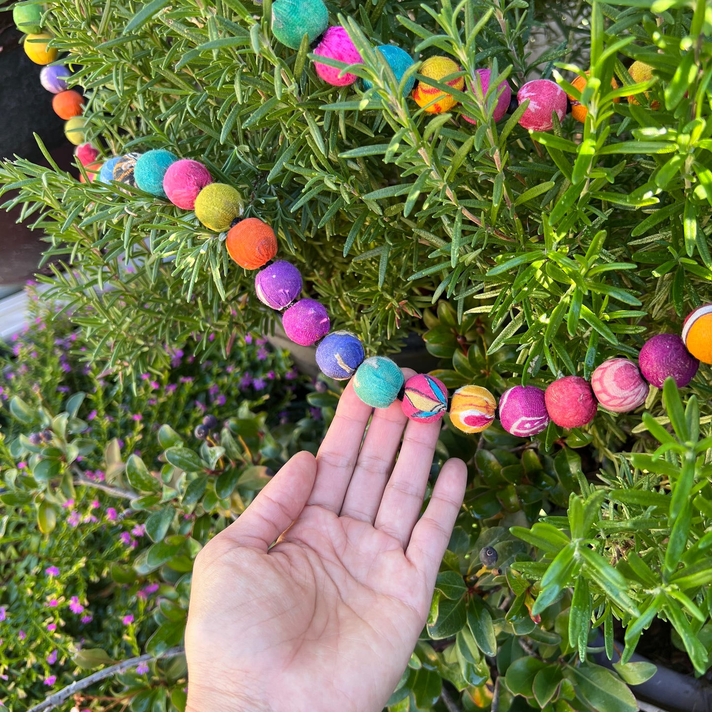 Beads Garland (6 ft) | Kantha Fabric & Recycled Wood