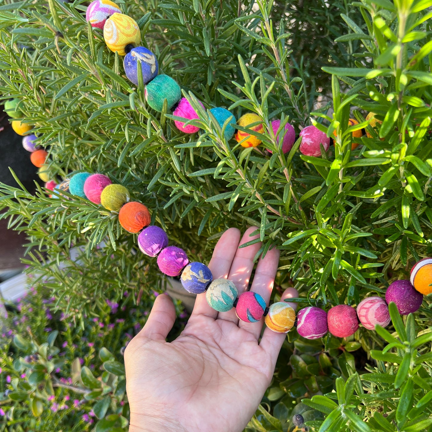 Beads Garland (6 ft) | Kantha Fabric & Recycled Wood