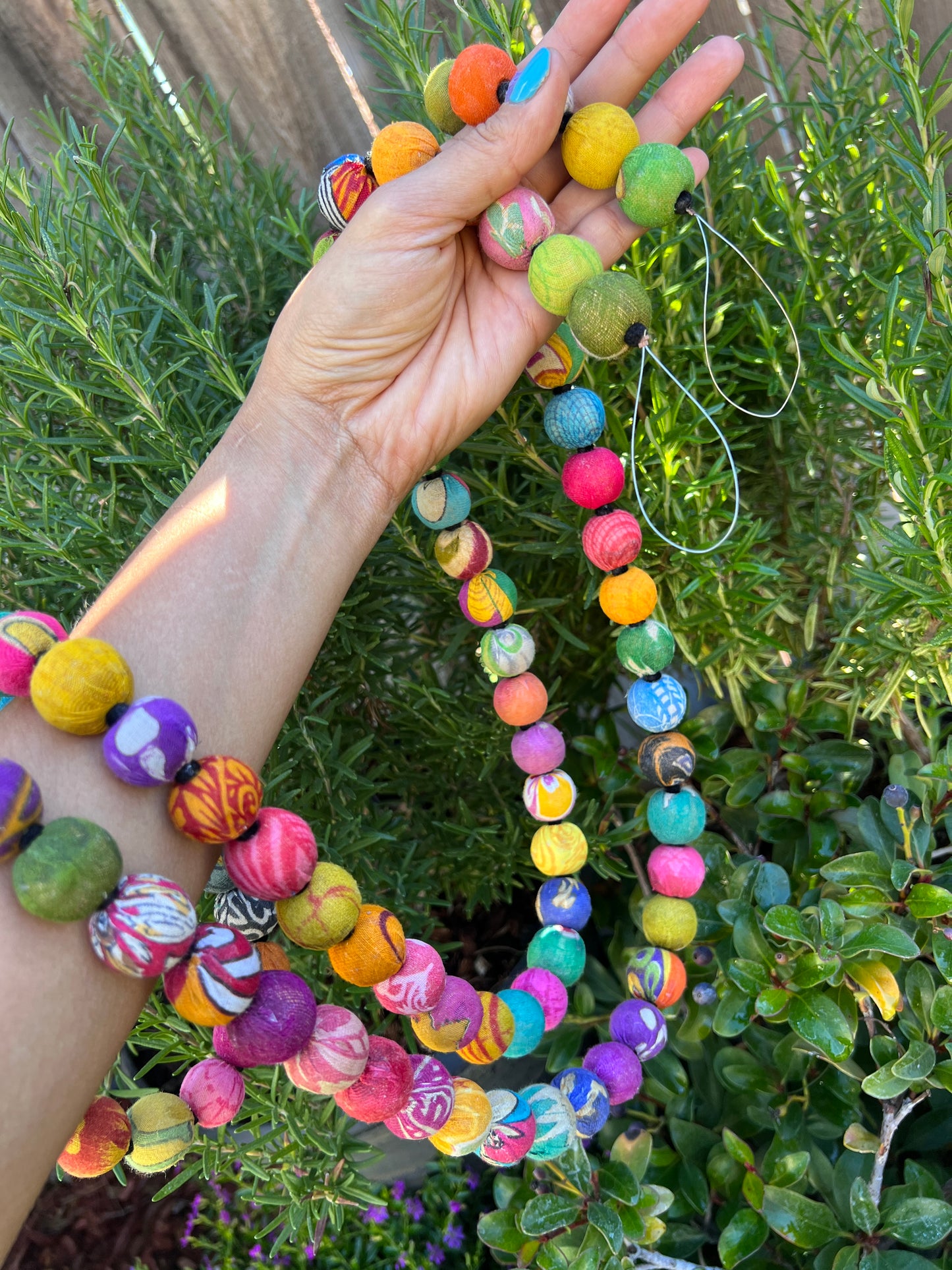 Beads Garland (6 ft) | Kantha Fabric & Recycled Wood