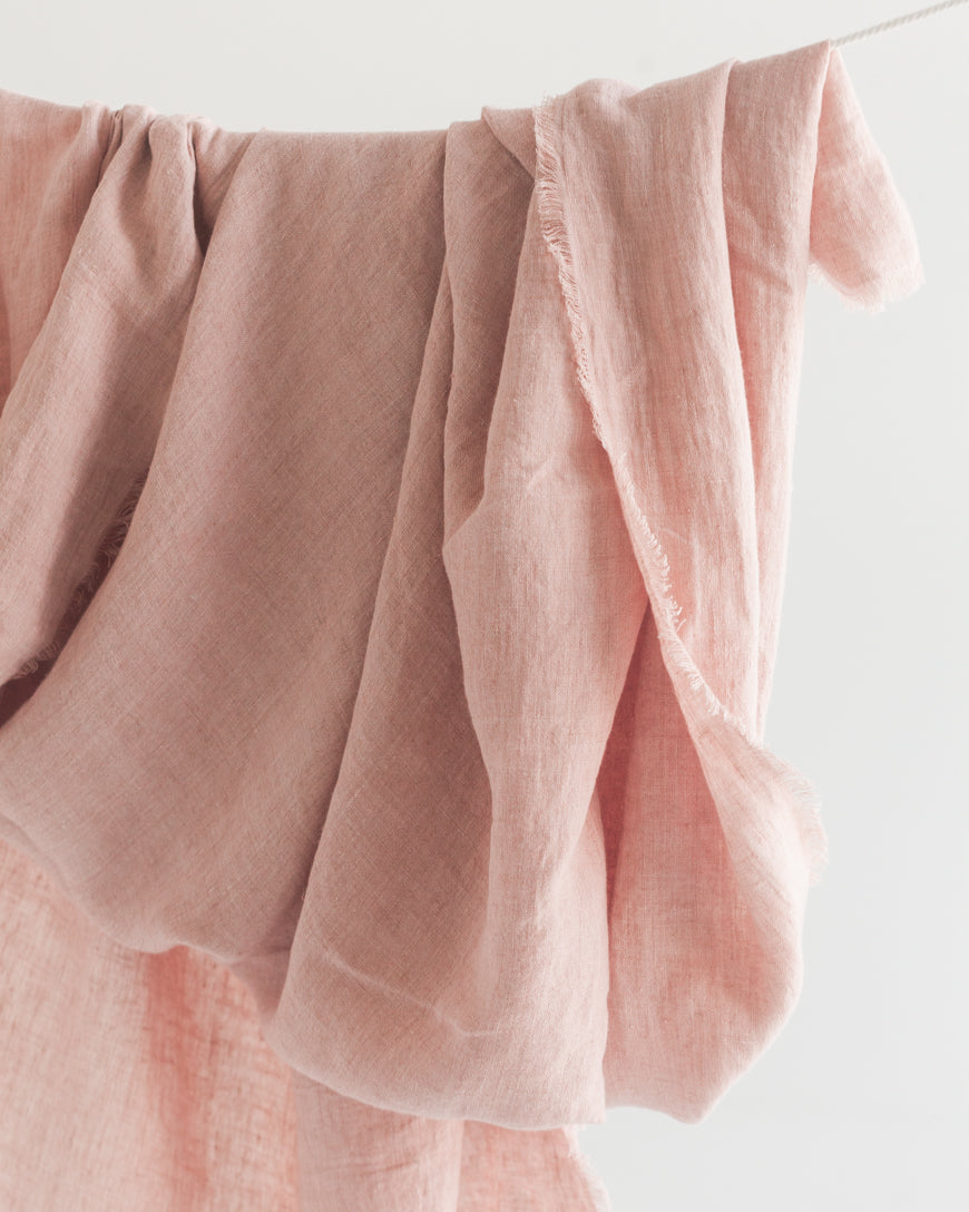 Stone Washed Linen Throw - Blush - Sumiye Co