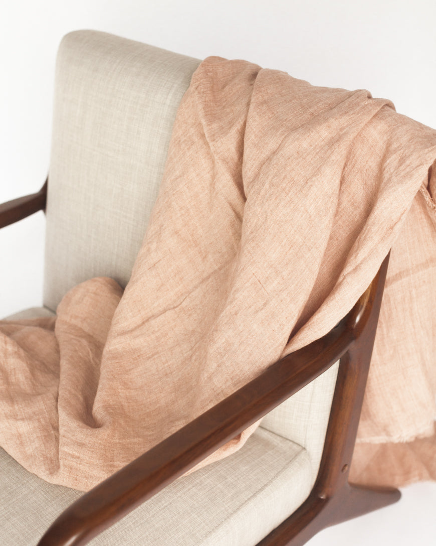 Stone Washed Linen Throw - Blush - Sumiye Co