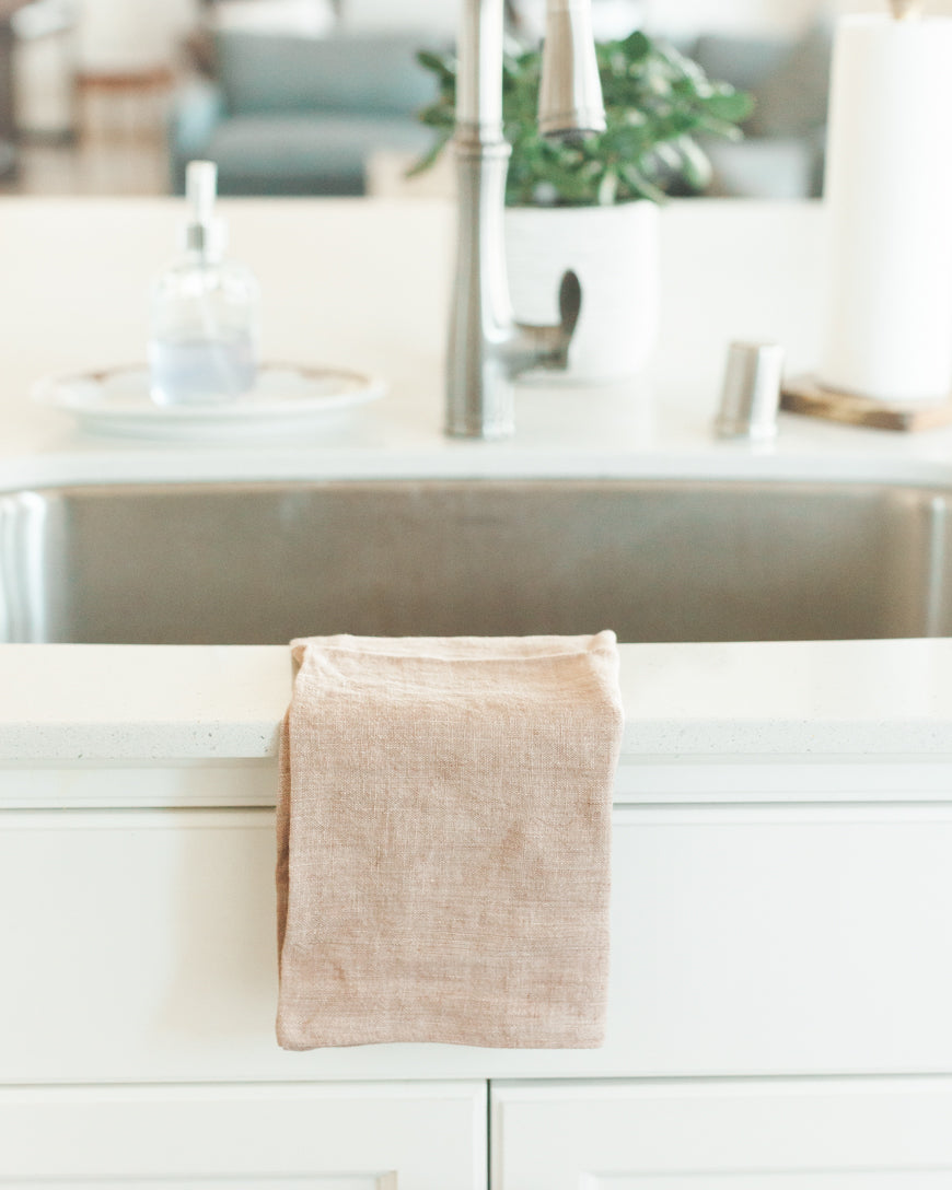 Stone Washed Linen Tea Towel - Blush - Sumiye Co