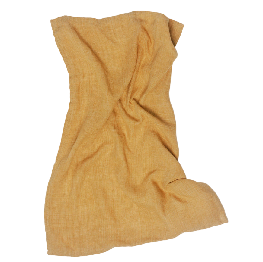 Mustard yellow bandeau top on a white background