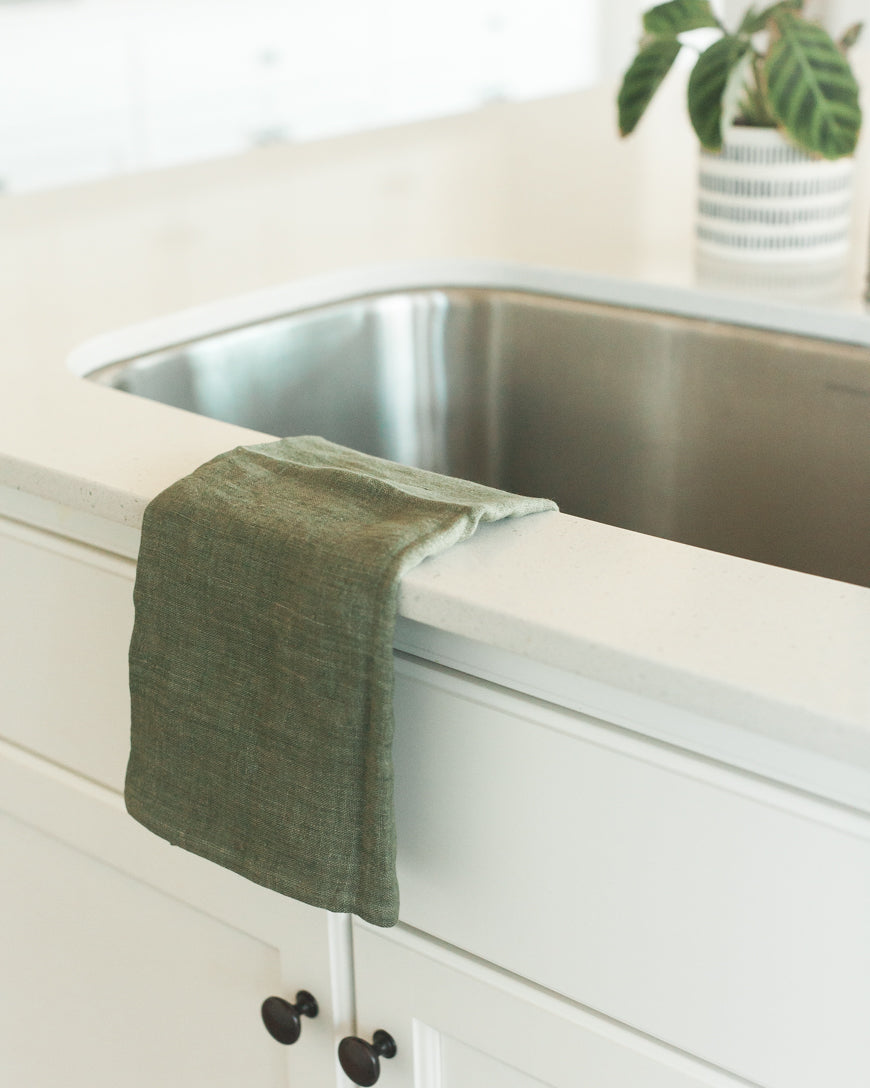 Stone Washed Linen Tea Towel - Sage - Sumiye Co