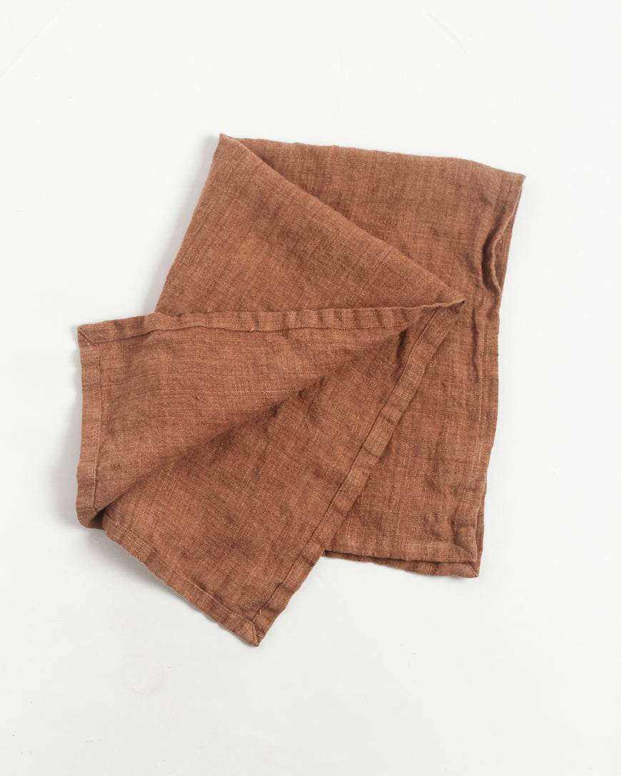 Stone Washed Linen Tea Towel - Terracotta - Sumiye Co