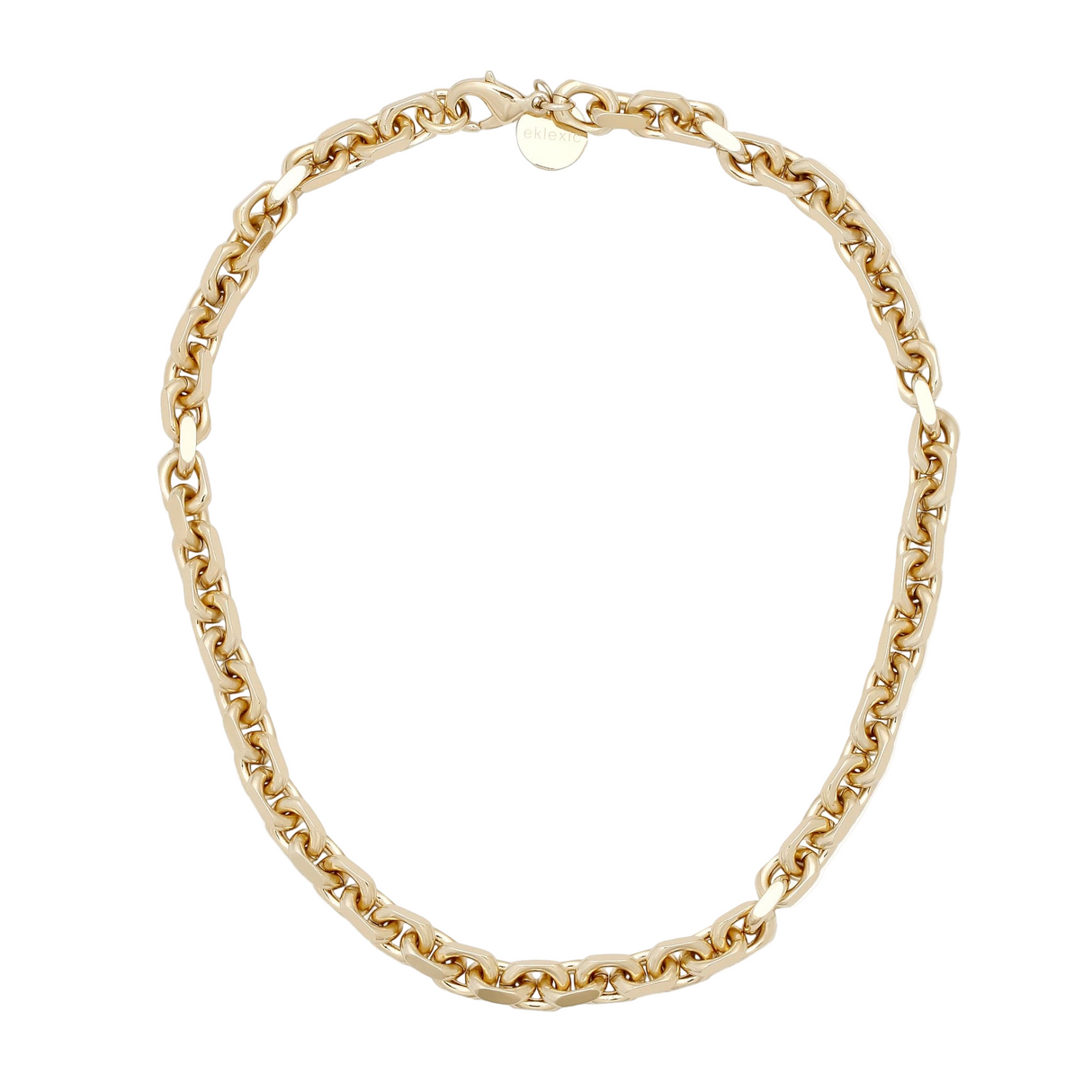 Gold chain necklace on a white background