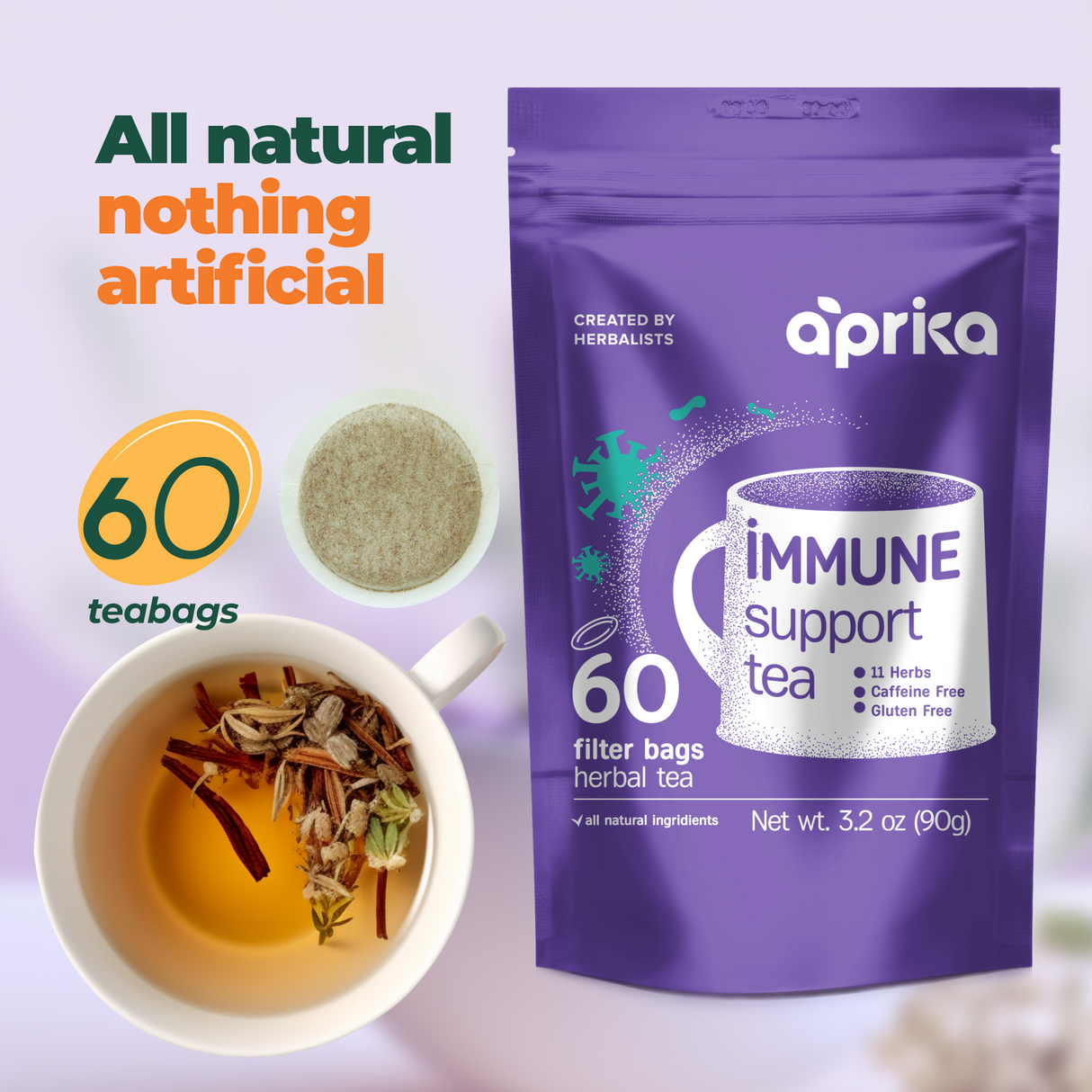 Immune System Support Herbal Tea, 60 Bags - Sumiye Co